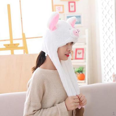 Funny Plush Piggy Hat Pig Ears Movable Popping Up with Flap