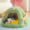 Cozy Enclosed Pet Tent House Cats Small Dogs Winter Warm Bed Indoor Safe Hideaway