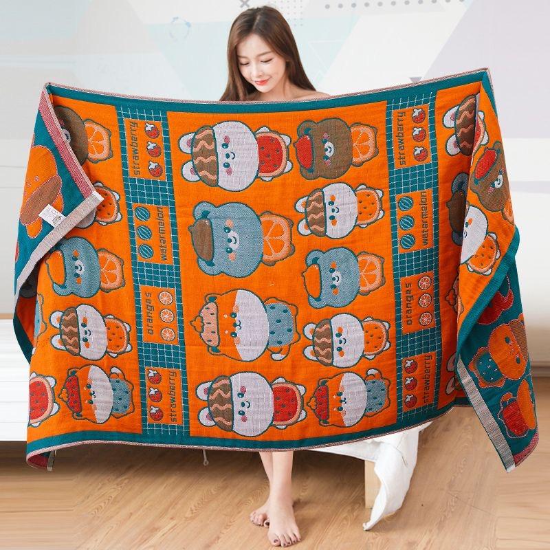 

Мультяшное кошачье банное полотенце 80*160 см Чистый хлопок Впитывающее банное полотенце 5-слойная хлопковая марля Супермягкое Нежное к коже и Комфортное банное полотенце orange bear