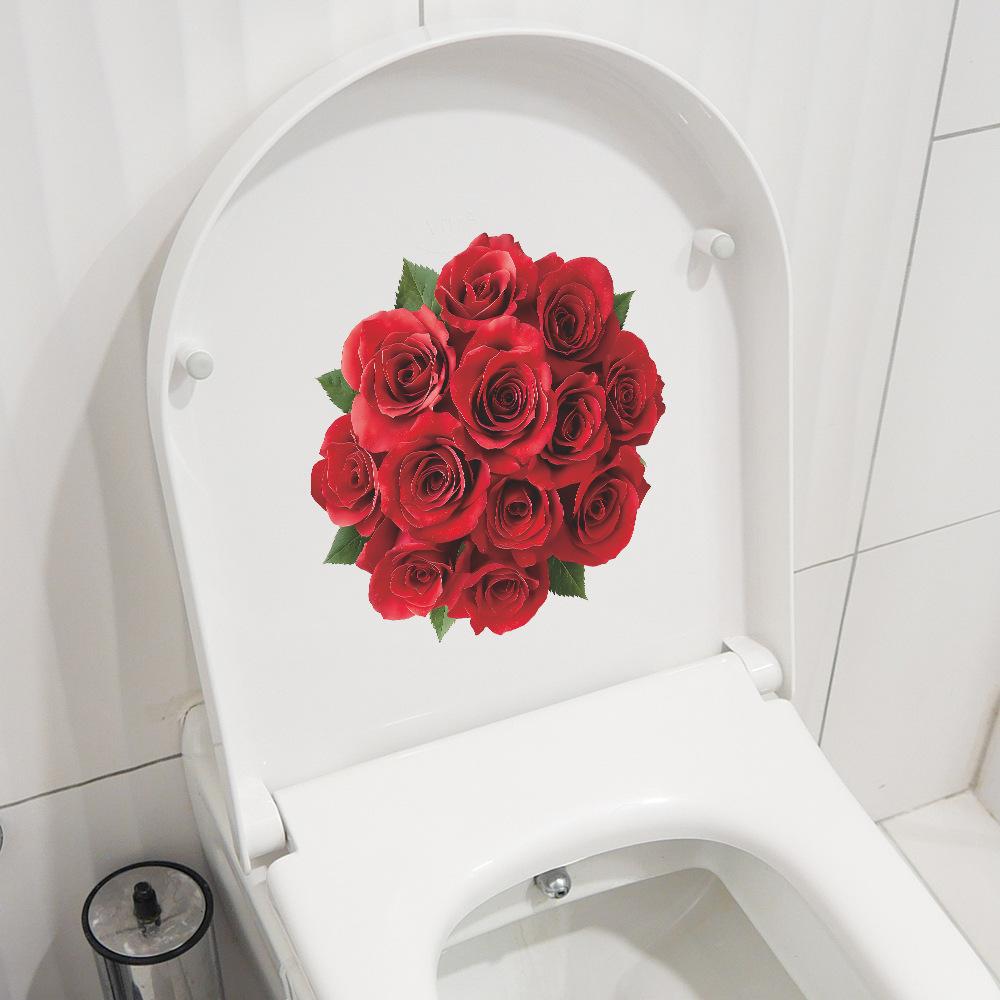 Painted Rose Bouquets Bathroom Decoration Beautification Wall Stickers