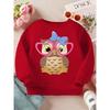 Kids Sweatshirt , Round Neck Sweatshirt Spring Autumn Cartoon Owl Big-Eyed Heart Glasses Bow Cute Print Casual Sweatshirt