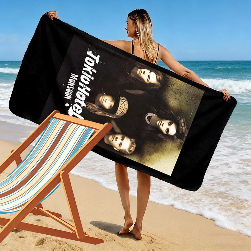Tokio Hotel Band Print Beach Towel, Large Soft Quick Dry Towel for Beach Camping Swimming