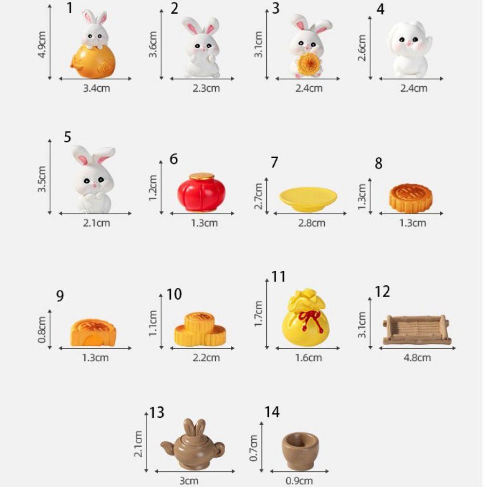 Handmade Rabbit Figurines Micro Landscape Moon Cake Model Cute Bunny Ornaments  Outdoor