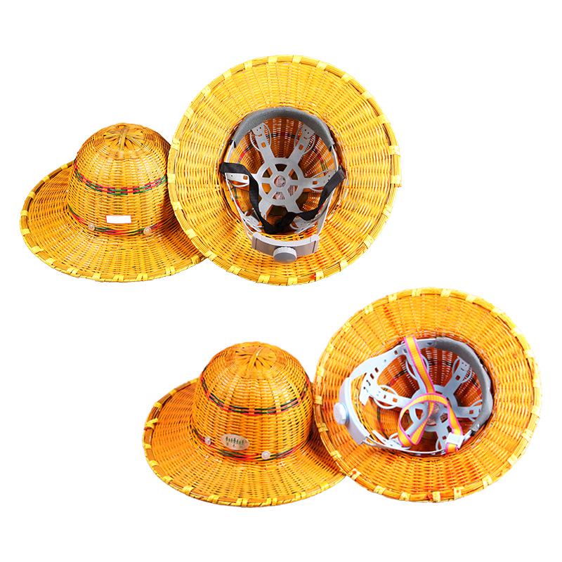 Bamboo Weave Safety Helmet - Large Brim, Breathable Summer Hat for Construction, Factory, Mine, Dock, Railway, and High-Altitude Work
