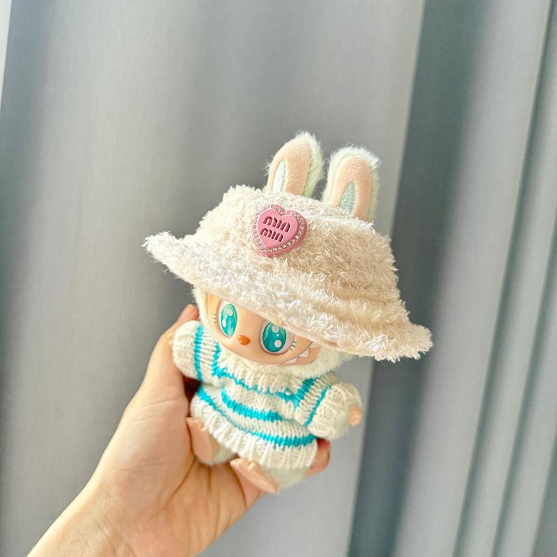 Doll Accessories For Labubu V1 V2 Idol Cute Doll Clothes Fashion Sweater Outfit Accessories Sitting Party Pink White Striped Sweater Cup Clothing