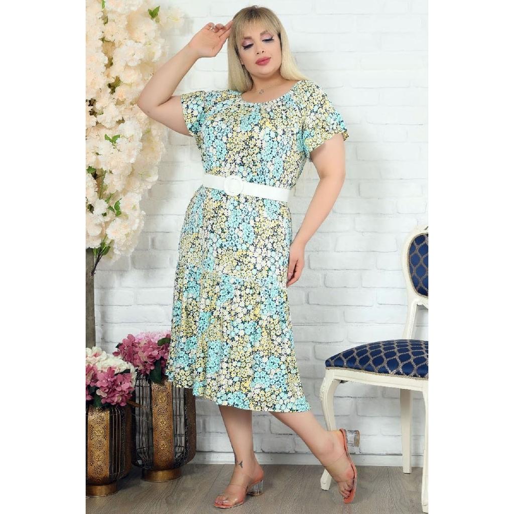 Madonna Neckline Flower Short Sleeve Arches With Casual Design Dress