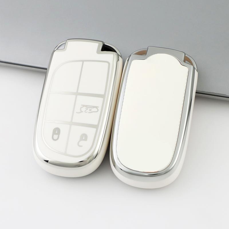 2/3/5 Buttons Silver Edge For Jeep Grand Cherokee Renegade Chrysler 300 Dodge RAM Challenger Journey Car Remote Key Case Cover Accessories