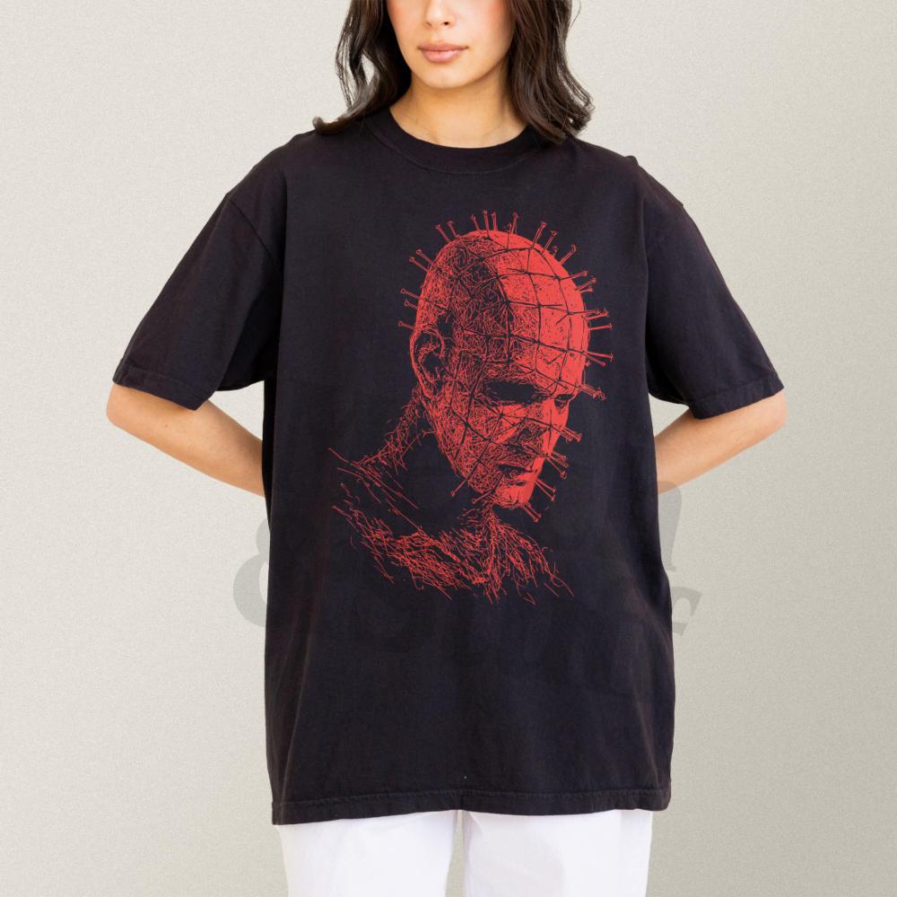Hell Movie TShirt Unsiex s Horror Film Gothic Tee Pin Head Grunge Bootleg Raiser Movie Apparel Vintage Horror Villain Shirt