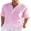 Maglietta da Uomo in Lino a Maniche Lunghe Moda Maglia Intima Larga Tinta Unita Manica Lunga Camicia in Cotone e Lino Uomo