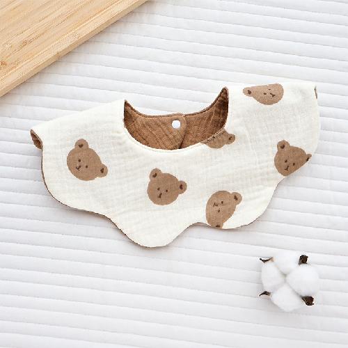 Ins Double-sided Cotton Waterproof Bib Crepe 360-degree Rotating Saliva Towel Children's Breathable Gauze Baby Bib