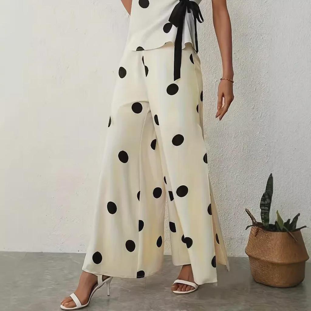 2025 Polka Dot High Waist Wide Leg Trousers - Versatile for Spring, Autumn, and Summer