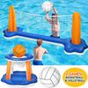 Inflatable Pool Float Set Volleyball Net and Basketball Hoops Floating Pool Swimming Game Toys for Kids and Adults