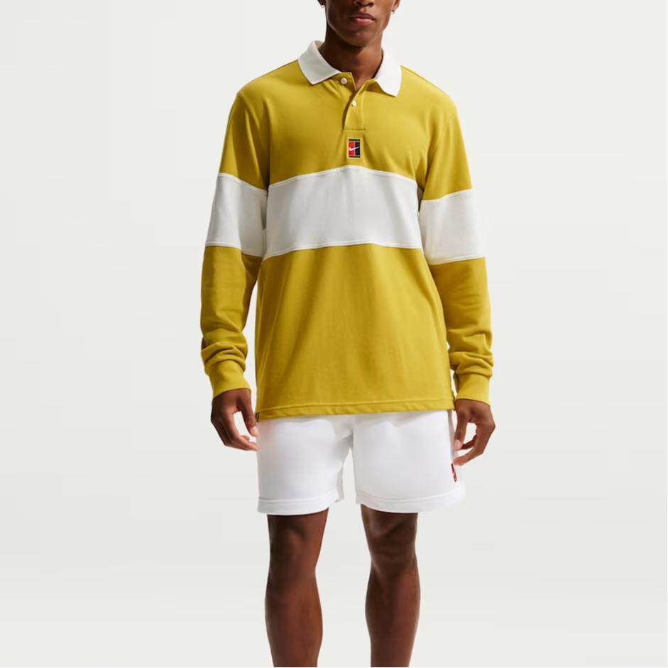 Nike Court Heritage Men's Long-Sleeve Tennis Polo Olive Green HQ1748-389