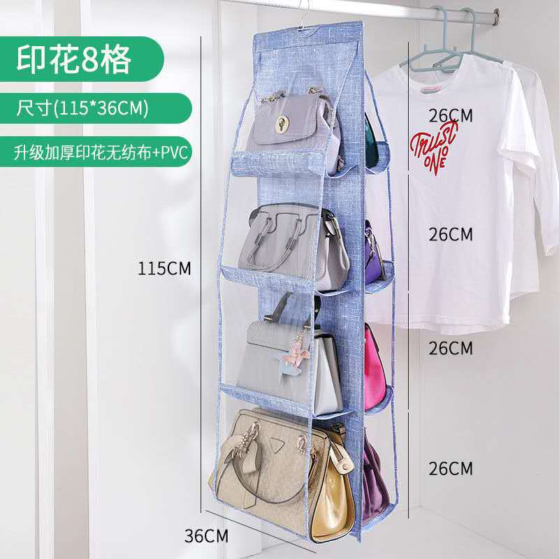6/8 Pockets Clear Hanging Handbag Organizer, Multi-Shelf Tote Bag Storage Rack with Swivel Hook for Wardrobe Closet