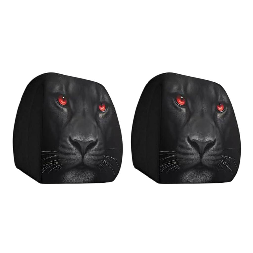 2Pcs Universal Car Headrest Covers Halloween Horror Face Printing Design Breathable Elastic Car Seat Headrest Cover Dustproof