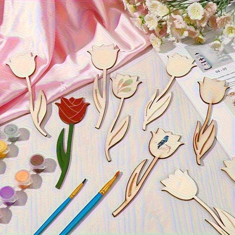 12pcs Wooden Rose Flower Shapes for DIY Crafts - Versatile Hanging Decorations forHalloween, Christmas