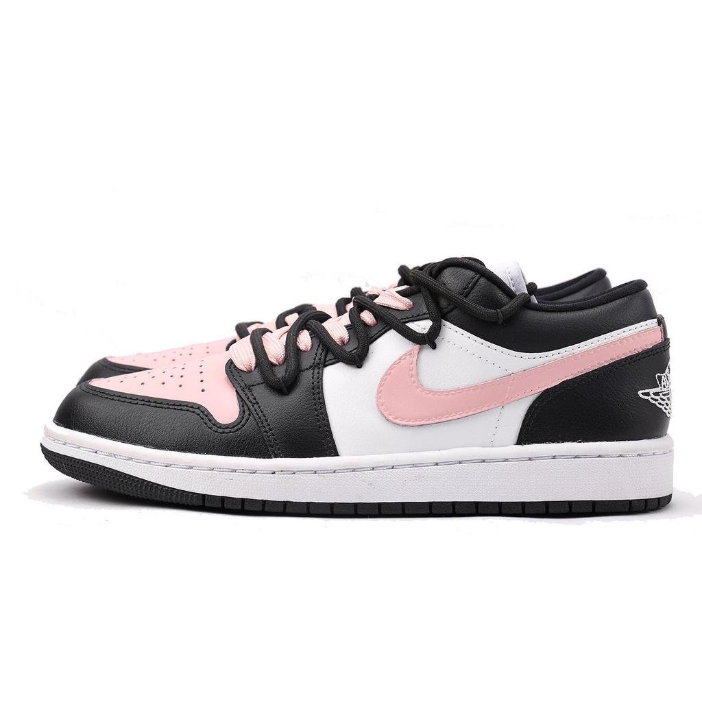 Jordan Air Jordan 1 Slip Resistant Abrasion Resistant Low top Vintage Basketball Shoes Women's Black Pink DC0774-101(Team59-)