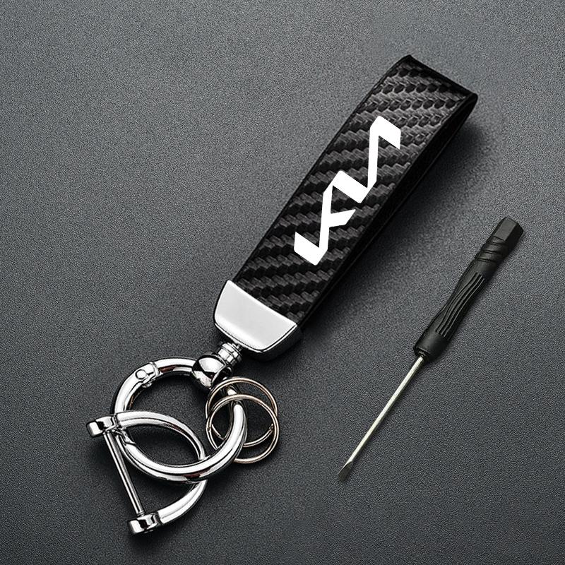 Car Carbon Fiber Style Keychain Microfiber Leather Key Chain For KIA K5 K9 Sorento Ceed Sportage Carnival Stinger Forte Niro EV6 rtzup33