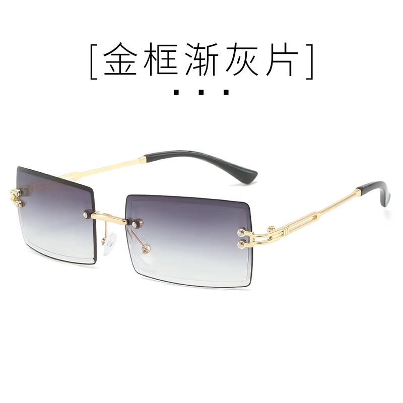 Vintage Fashion Sunglasses for Women Rimless Frameless Rectangle Shades Gradient UV400 Summer Traveling Sun Glasses for Women