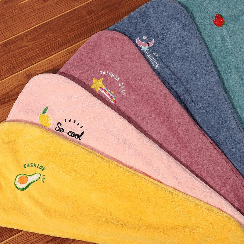 Home Textile Coral Velvet Dry Hair Cap Dry Hair Towel Bag Turban Embroidered Hair Dry Towel