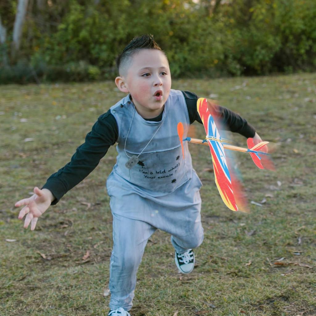 VICASKY Rubber Powered Airplane Toy Set, 10-Piece Handmade Model Biplane Kit for Kids, Educational and Fun for Parents and Children