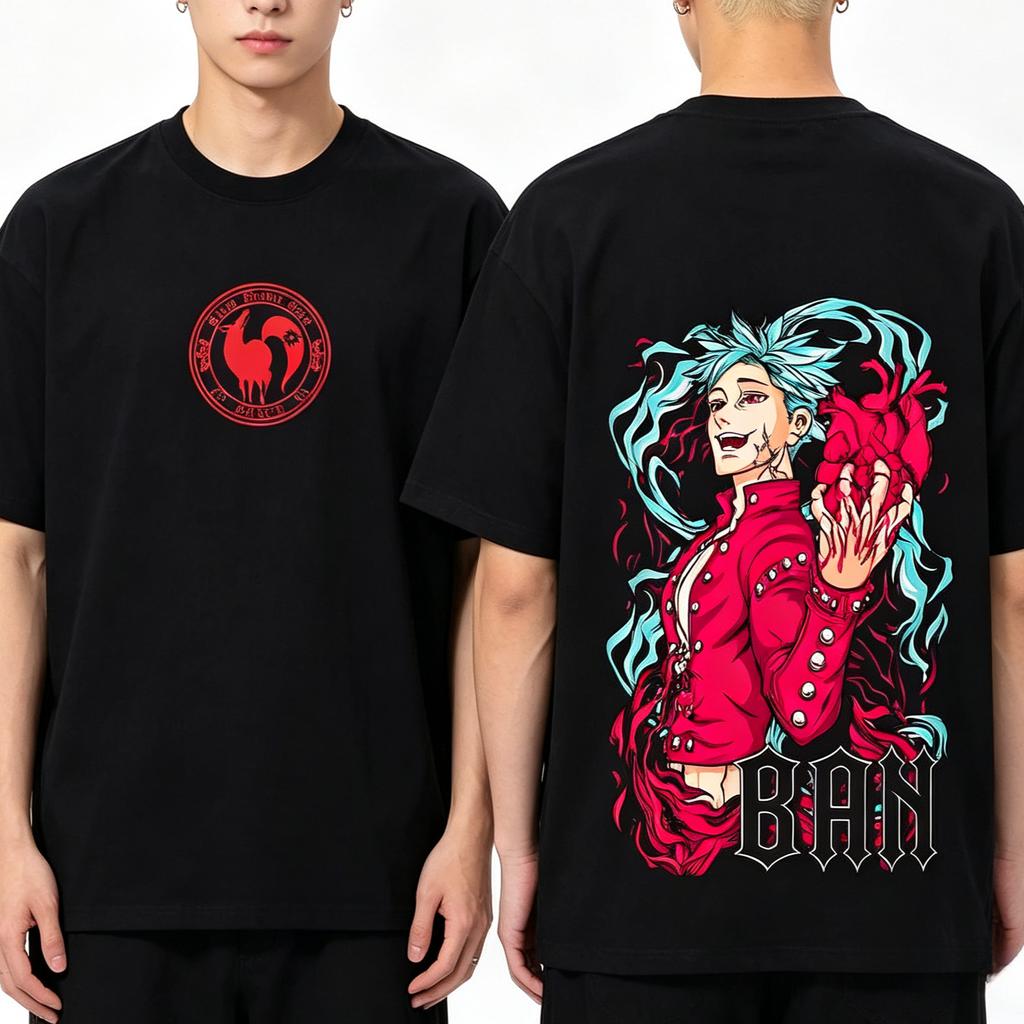 Sommer-Heißverkauf Anime Die Sieben Todsünden T-Shirt Fuchs Sünde der Gier Ban Grafik-T-Shirt Unisex Unisex Vintage Streetwear T-Shirt
