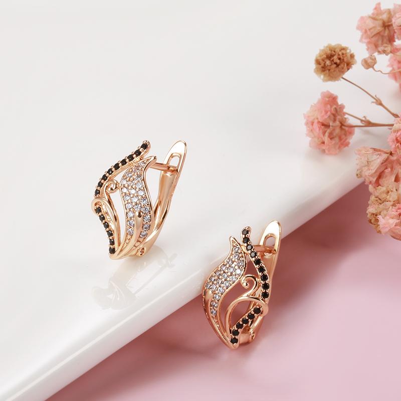 Vintage Hollow Black White Zircon Women Drop Earrings Fashion Gothic Jewelry Gifts