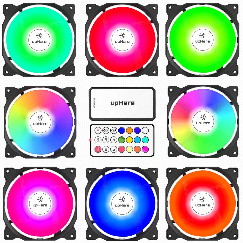 Novonest 120mm RGB PC Case Illuminates Quiet 25mm Remote Set of Black Frame Fan, Inside, Type, Thick, 6PIN, Control, 5,