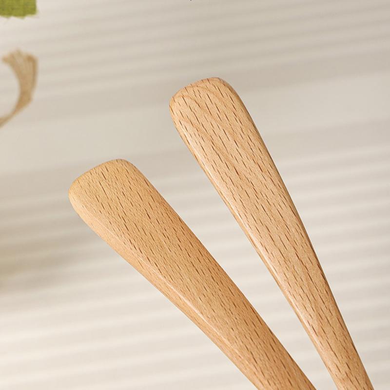 Wiederverwendbares Besteck Messer Gabel Löffel Tragbar Schlichter Rustikaler Stil Buche Holz Geschirr Reise Geschenk