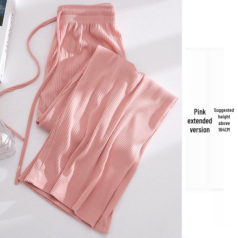 Ice Silk High-Waisted Wide-Leg Pants for Women - Summer Thin Style, Plus Size, Petite, Straight Leg, Drape, Casual, Slimming, Sun Protection