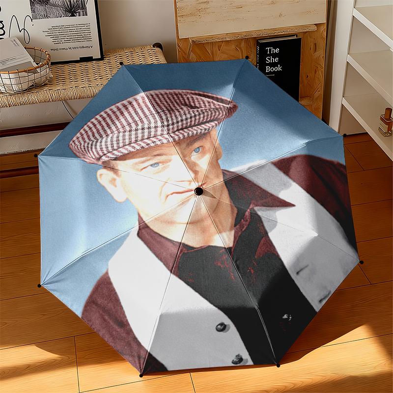 1pc Hollywood movie star John Wayne Umbrella Portable Folding Umbrella Iron Frame Hole Bone Structure Outdoor Home Umbrella