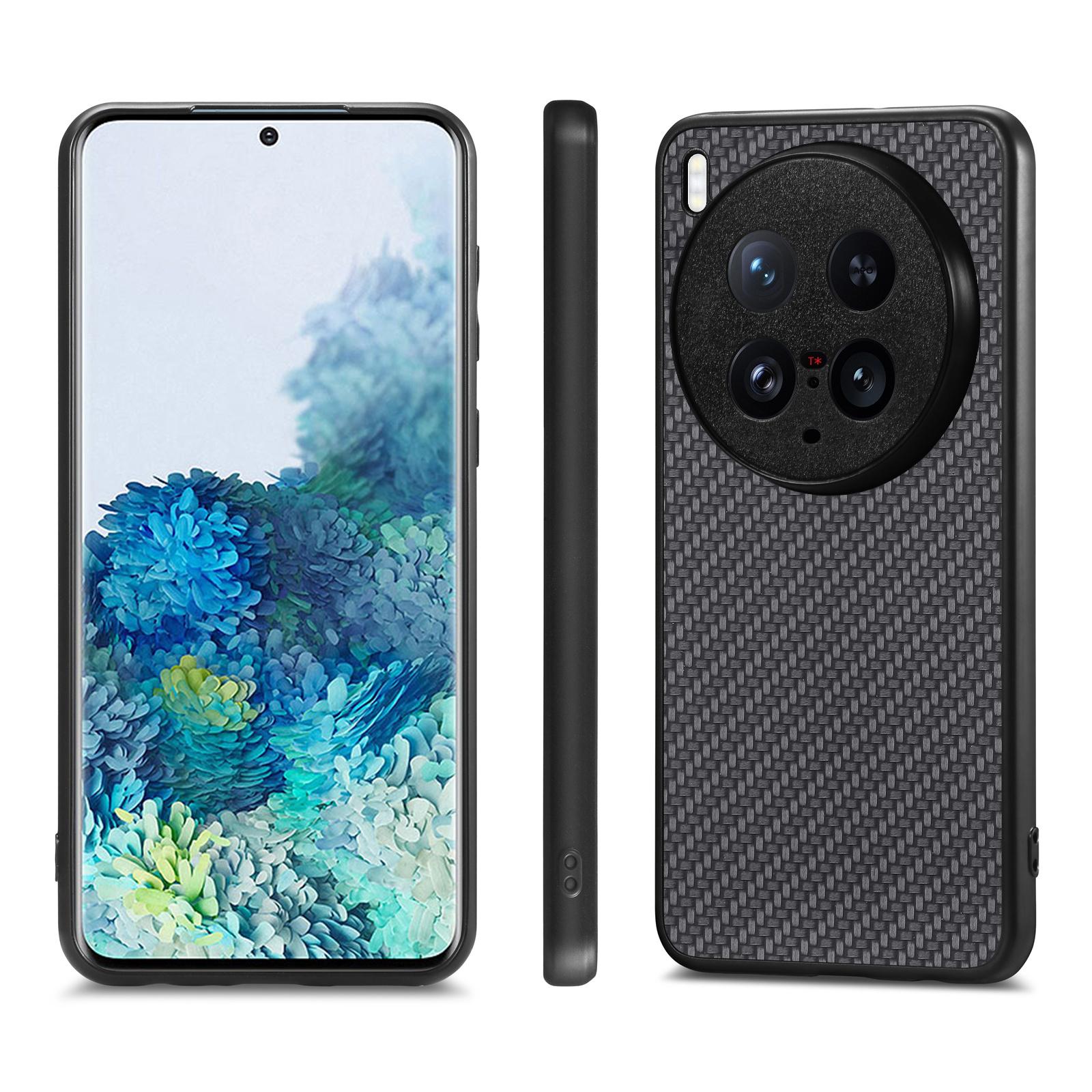

For vivo X200 Ultra 5G Case Carbon Fiber Texture PU+PC+TPU Phone Back Cover Blue