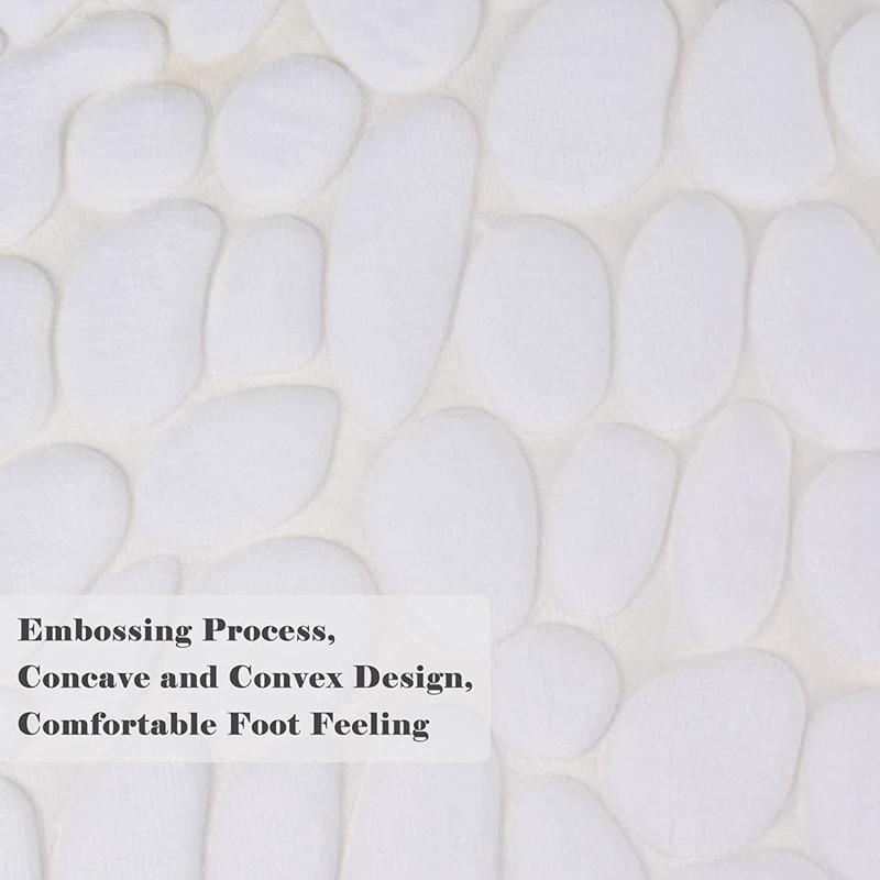 Inyahome White Memory Foam Bathroom Rug Non-Slip Bath Mat Soft Absorbent Bathroom Carpet Machine Washable Large Bath Runner