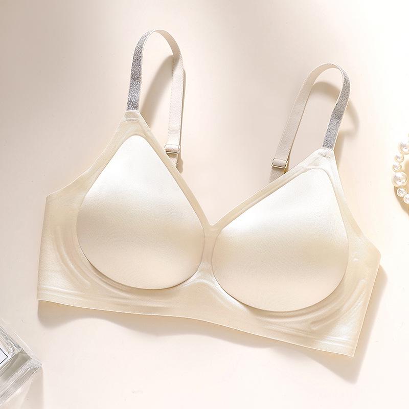 Satin Jelly Soft Support Wire-Free Push-Up Bra with Fixed Cups and Smooth Beautiful Back