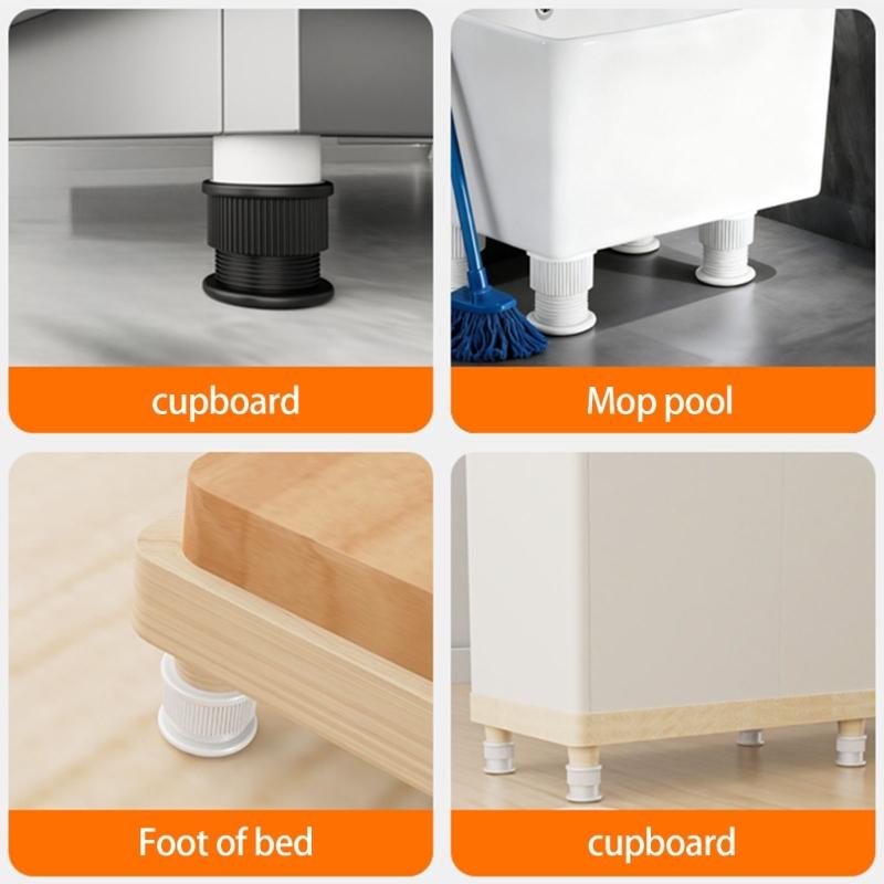 Without Drill Risers Providing Adjustable Height and Stability Support for Furniture Leveling In Cabinets and Wardrobes