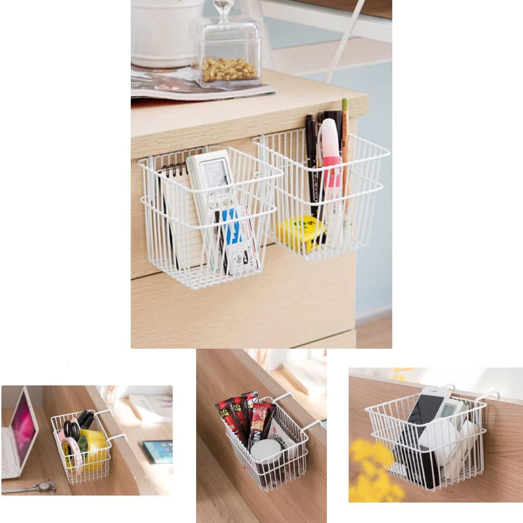 Modern Minimalist Iron Storage Basket For Remote Controls And Stationery In White