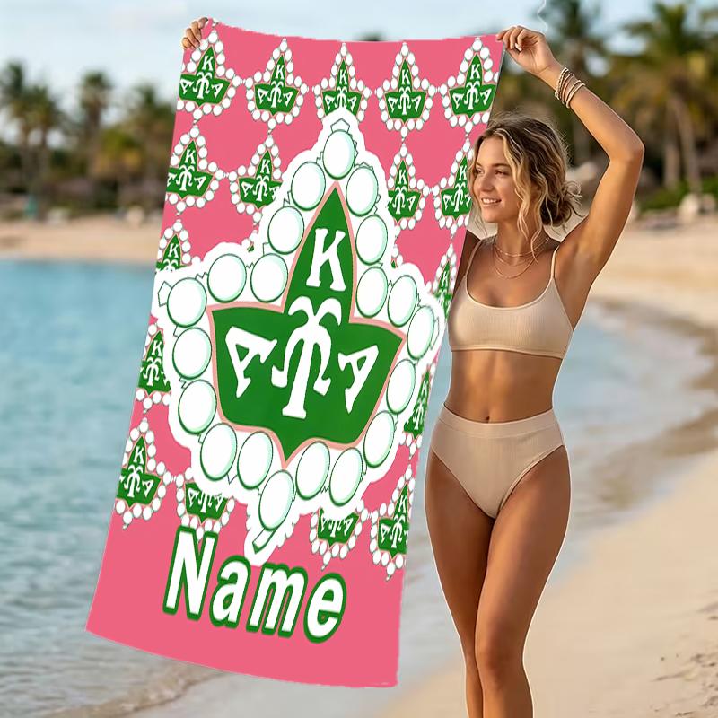 Customizable personalized beach towels Alpha Kappa Alpha logo themed designs.Suitable for the beach, yoga, sports;ideal as beach accessories