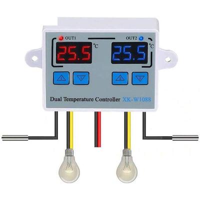 110-220V Digital Dual Temperature Controller LED Celsius Thermostat Regulator Hting Cooling Temperature Control with Waterproof Probes for Cooler Hter