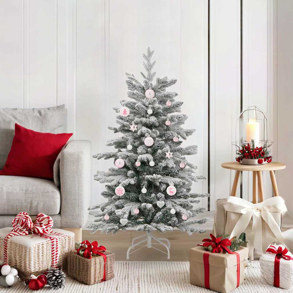 Christmas Ornament Set 40 Pcs White and Pink Plastic