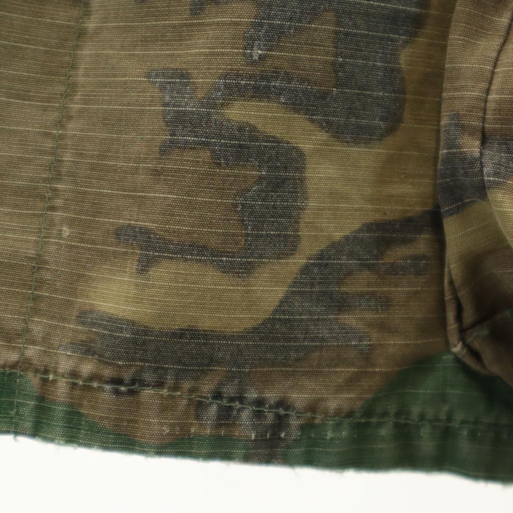 US ARMY 60s 70s Vintage 5th Brown Leaf Camo Pattern Jungle Fatigue Jacket Men's Used