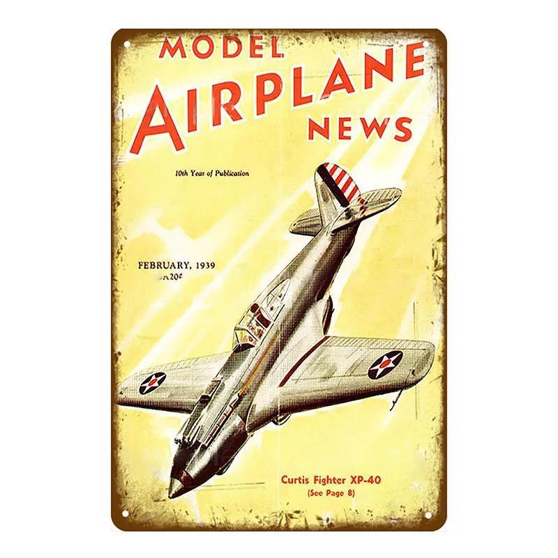 Vintage Airplane Metal Signs Fighter Jet Plane Posters Retro Aircraft Plate Metal Plaque Painting Living Room Home Wall Decor
