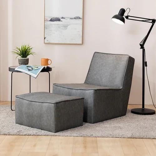 Floor Lazy Sofa - Leather Upholstery for Living Room & Balcony, Modern Minimalist Tatami Style, Leisure Lounge Chair