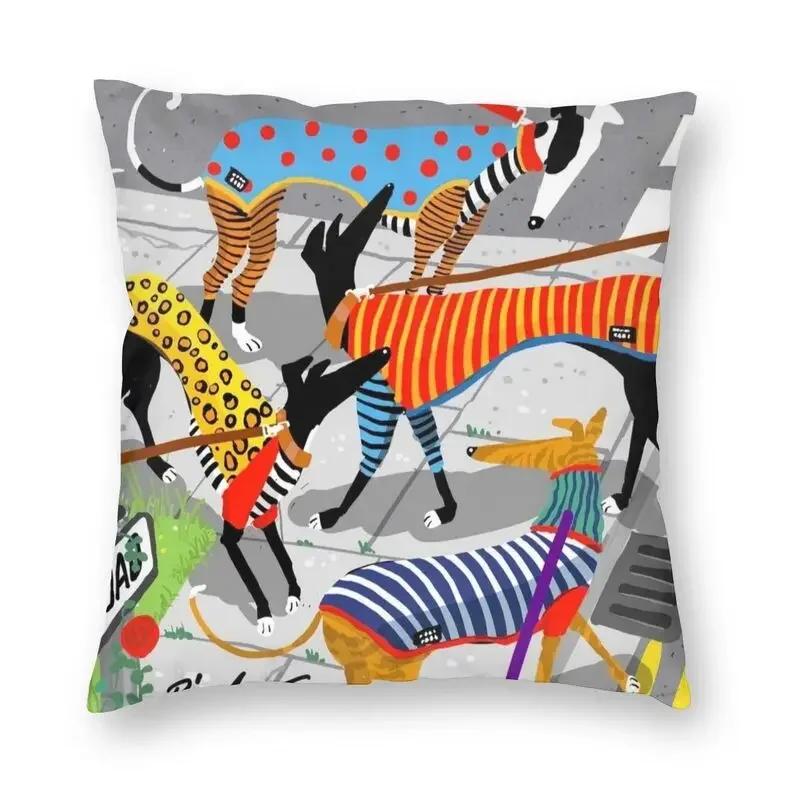 Whippet Sihthound Dog Cushion Cover 40x40cm Home Decor Printing Greyhound Christmas Tree Throw Pillow Case for Car Two Side