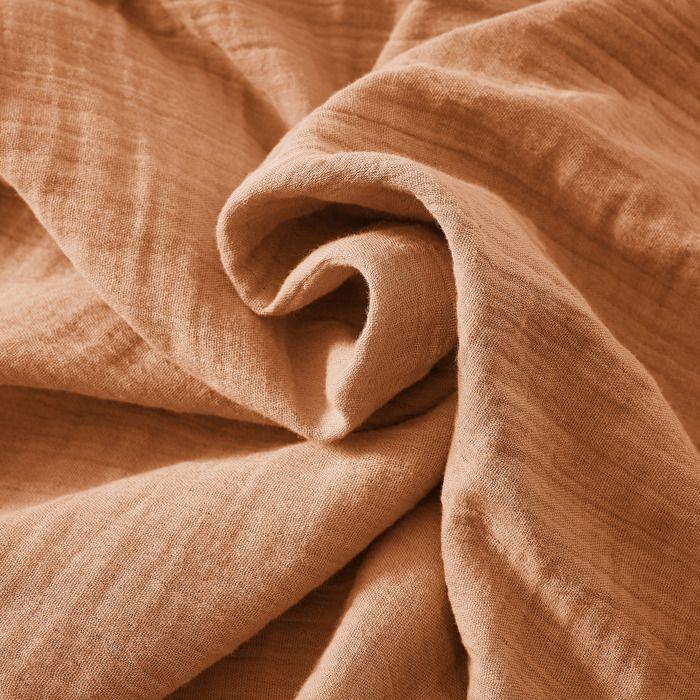 Drap plat - Gaia - 240 x 300 cm - Double gaze de coton - Couleur abricot