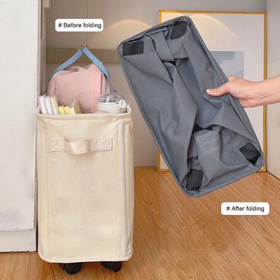 Slim Laundry Basket with Wheels Large Capacity Strong Load-bearing Foldable Design Laundry