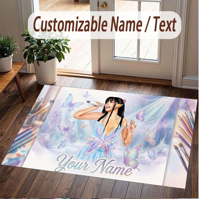 Custom Name Crystal Velvet Rug,Ayliva Comfortable Anti Slip Floor Mat For Room Decoration
