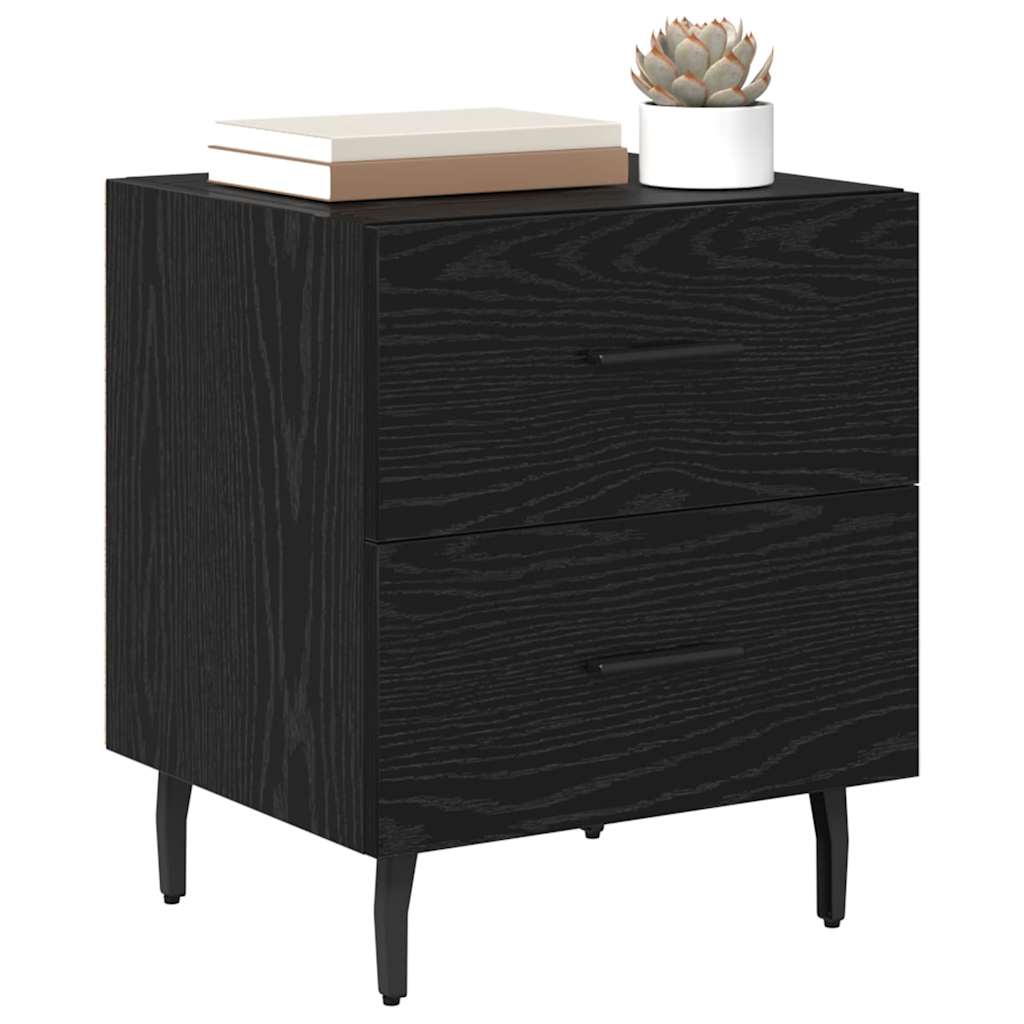 Nightstand Black Oak Effect 40 x 35 x 47.5 cm Engineered Wood