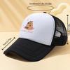 Capybara Drinking Boba Tea Print Trucker Hat Breathable Mesh Baseball Cap for Outdoor Casual Travel