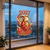 Static Cling Window Stickers Russian New Year Sheep 2027, Removable PVC Kitchen Glass Adhesives Sticker, Decorative Decal for Home and Office Holiday