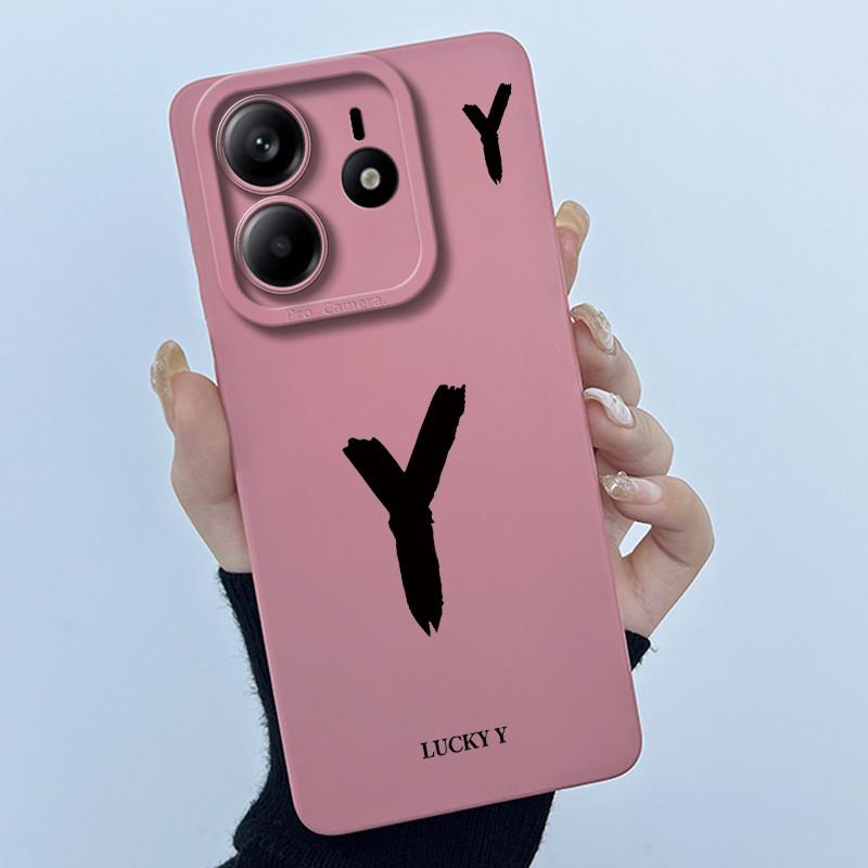 For Xiaomi Redmi Note 14 5G Cover Case Lucky Initial Letter Couple Silicone Soft Matte Phone Bumper for Redmi Note14 5G Casing